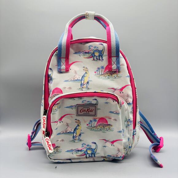 Cath Kidston Bag Kids Small Cream Pink Backpack Dinosaur Print Toddler School - Picture 1 of 9